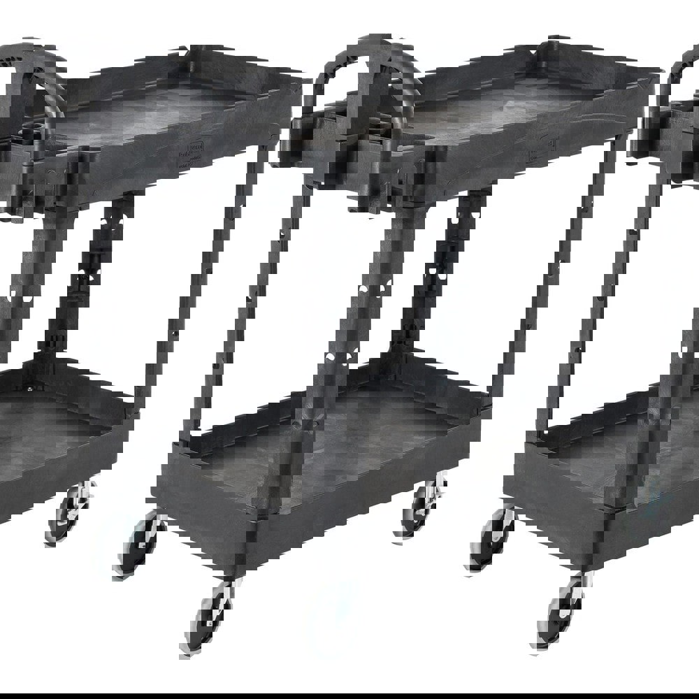 BRUTE Heavy-Duty Utility Cart with Lipped Shelves, Plastic, 2 Shelves, 750 lb Capacity, 26